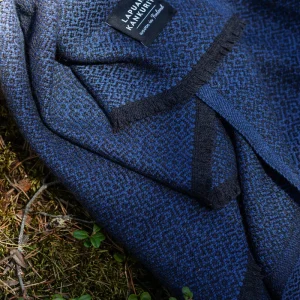 KOLI Merino-Wolldecke 135 x 170 cm | Schwarz-Blau